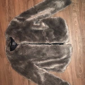Gray faux fur coat